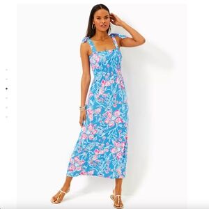 NWT Lilly Pulitzer Kailua Smocked Maxi Dress Multi Bahamian sz M Retail $178
